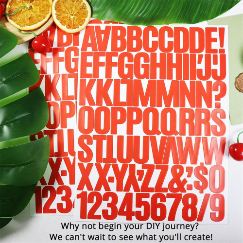 8 folhas de adesivos de letras e números de 1,5 polegadas, para scrapbooking, vermelho 1