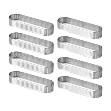 8 peças de moldes ovais para tortinhas, mousse de sobremesa francesa, torta de frutas, quiche em formato de anel