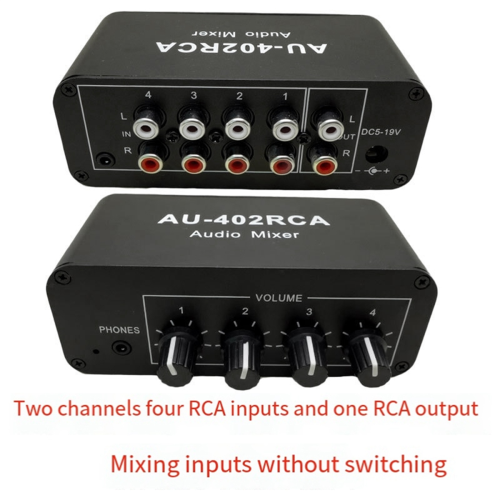 AU-402RCA Stereo Audio Mixer Multi-Channel Audio Source Reverberator 2