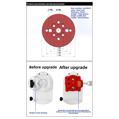 Adaptador de telescópio astronômico para placa adaptadora AZGTI prata 1