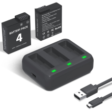Carregador de bateria para Action 3/4, pacote com 2 unidades, 1800mAh