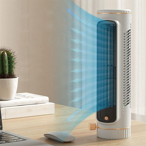 Bladeless Tower Fan Desktop Air Cooler, Silent Office Fan, Green 1