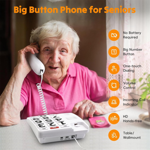 Big Button Phone for Elderly Seniors, Home Land Line Phone 2