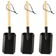 3pcs Household Small Iron Spade Oak Handle Garden Shovel Garden Soil Loosing Shovel