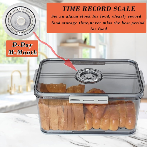 Bread Box with Lid for Kitchen Counter, Airtight Loaf Bread Storage 1