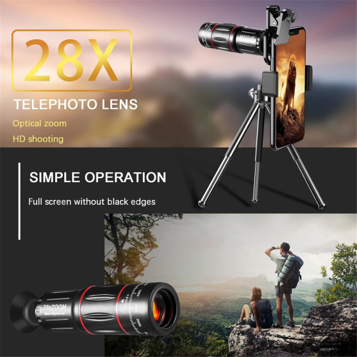 Phone Camera Lens Kit Upgraded Version Telephoto 28X Wide Angle 2