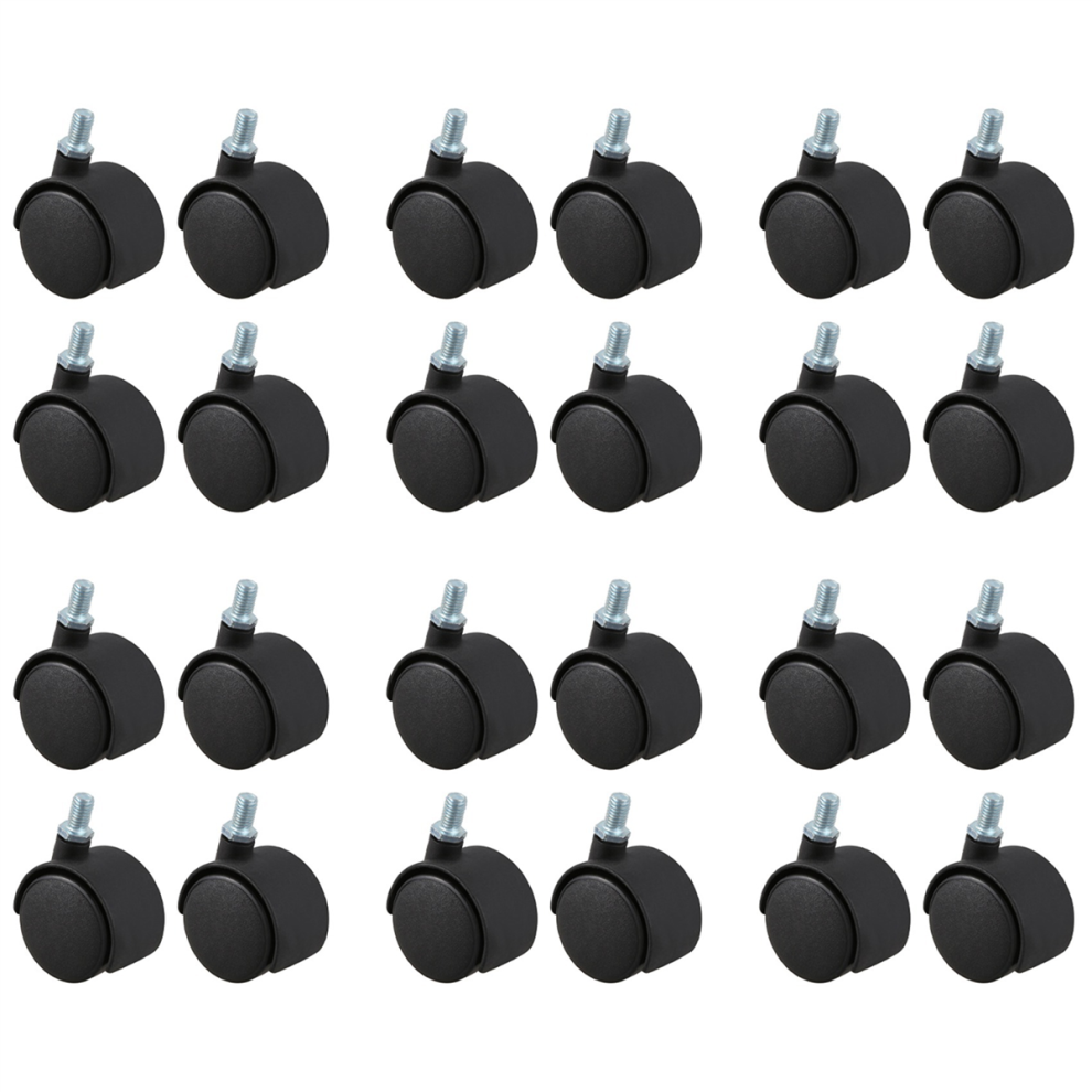 Plastic Swivel Caster 8Mm Screw Stem 1.5-Inch Dia Wheel 4 Pcs Black 4711610351913