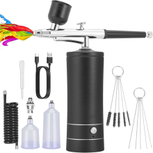 Conjunto de aerógrafo com compressor recarregável, que manuseia pregos automaticamente, B