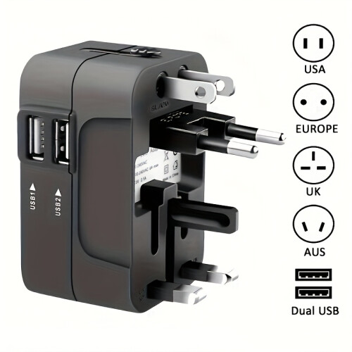 Reiseadapter Mit 2 USB -Ladeanschlüssen, Dual -USB -Ladegerät, Reiseadapter 1