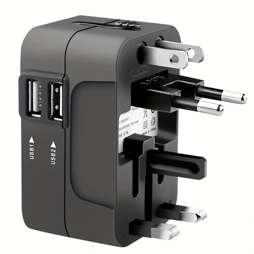 Reiseadapter Mit 2 USB -Ladeanschlüssen, Dual -USB -Ladegerät, Reiseadapter