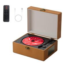 Rechargeable Leather CD Player with Speakers, Bluetooth Transmitter