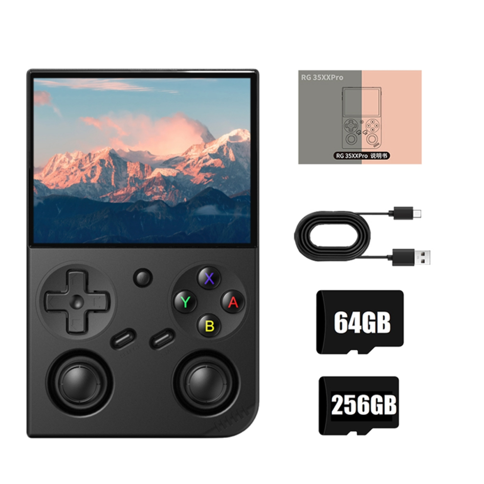 Rg35xx Pro Video Game Console 64G+256G 14000+Games 3.5In Ips Linux A Black 4712849720457