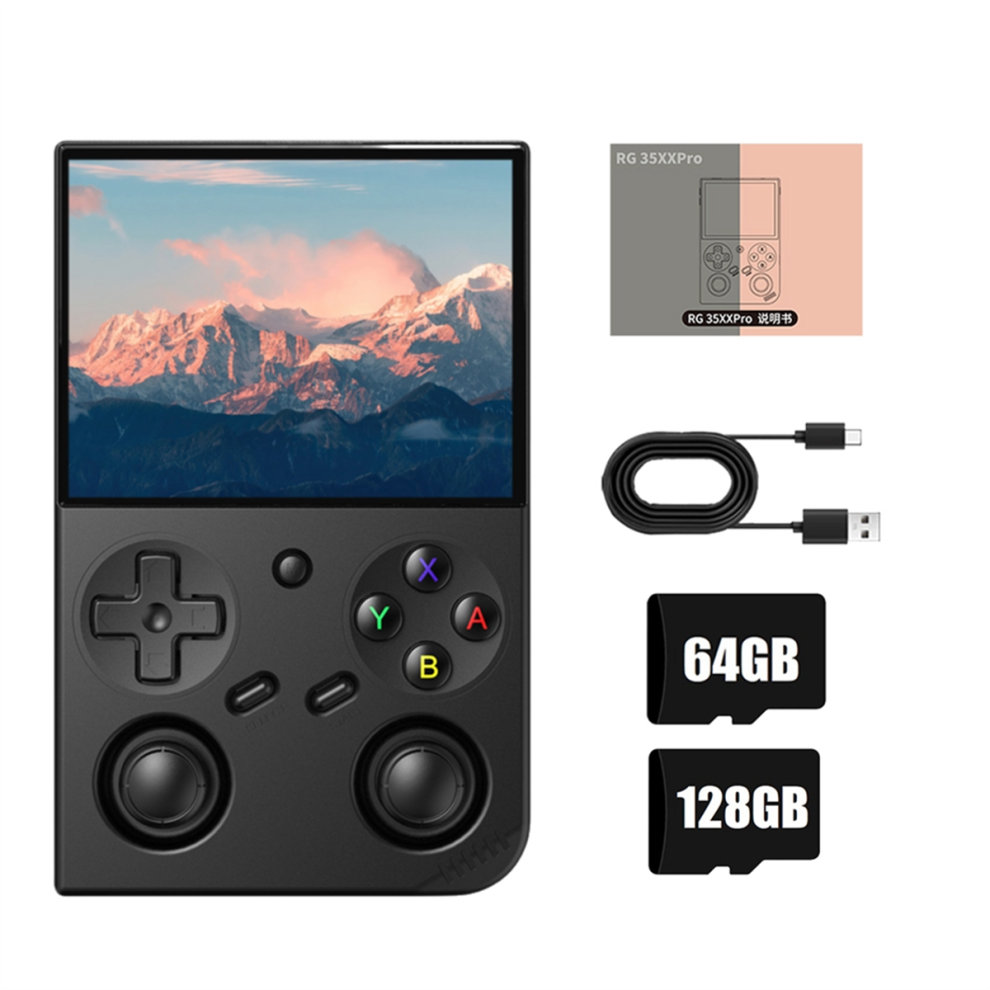 Rg35xx Pro Video Game Console 64G+128G 13000+Games 3.5In Ips Linux,A Black 4712849739343