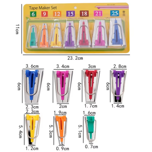 Set of 7 Size Fabric Bias Tape Makers Set 6-25MM Binding Tool 1