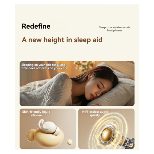 Fones de ouvido para dormir de lado com cancelamento de ruído Mini creme branco 1