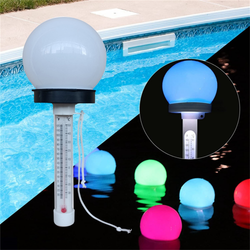 Termômetro solar para piscina com luz LED colorida para lago de piscina 1