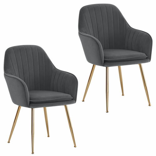 Living And Home Set of 2 Modern Velvet Upholstered Dining Chairs 2