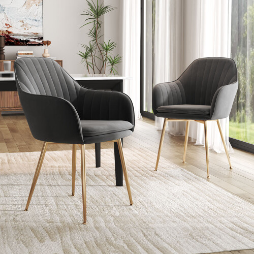 Living And Home Set of 2 Modern Velvet Upholstered Dining Chairs 1