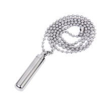 Colar com pingente memorial de cilindro de aço inoxidável, lembrança, 49*9 mm