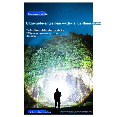 Lanterna de zoom super brilhante com luz forte LED Farol USB 2