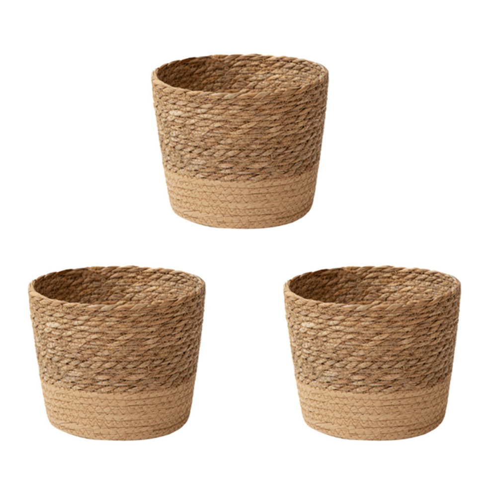 Straw Weaving Flower Plant Wicker Rattan Flowerpot Storage Basket S-image-OPC-PJ56KGB-NEW