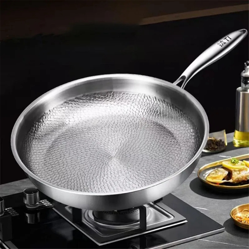 Titanium Steel Frying Pan Uncoated Non Stick Pan Kitchen Cookware,A 1