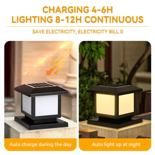 Timed LED Solar Pillar Light Waterproof Solar Lights 2
