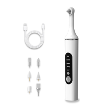 Tooth Polisher, Rechargeable Teeth Polisher with 6 Brush Heads White