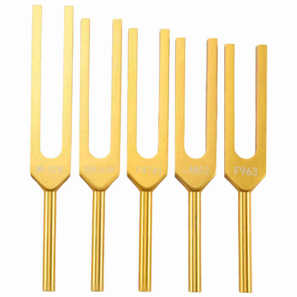 Gold Tuning Fork Set - 9 Tuning Forks For Healing Chakra