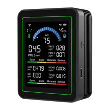 Monitor de qualidade do ar Tuya WiFi 10 em 1 preto
