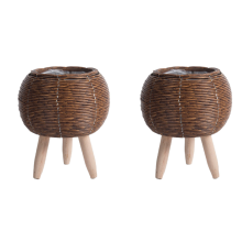 Vintage Imitation Rattan Woven Flower Shelf Handmade,B