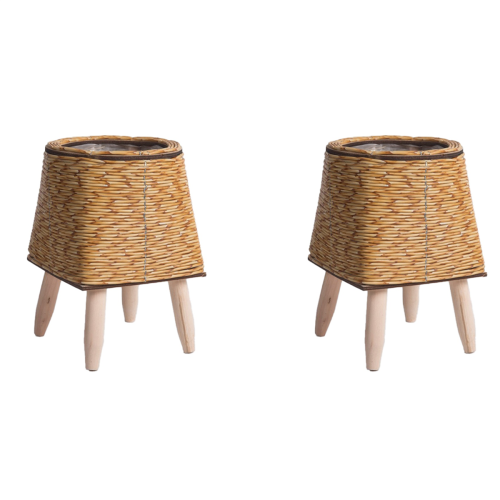 Vintage Imitation Rattan Woven Flower Shelf Handmade,C