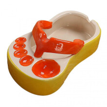 (Orange) Ash Tray Funny Flip Flop Shaped Large Capacity Ceramic Windproof Grooved Desktop Ashtray Ornament Home Office Bar Decoration