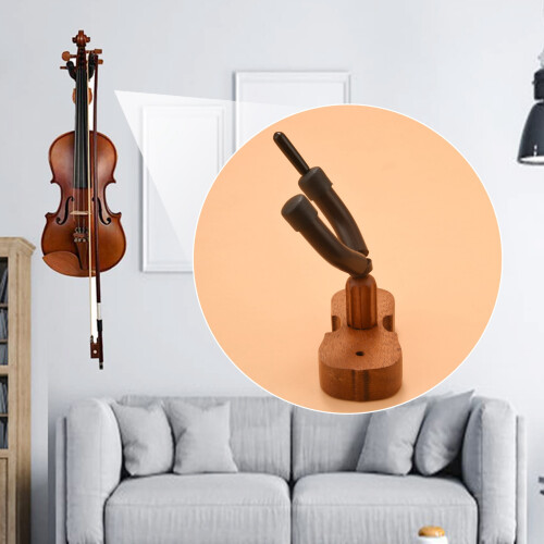 Wall Mount Violin Hanger Hook with Bow Holder for Home(Mahogany) 2