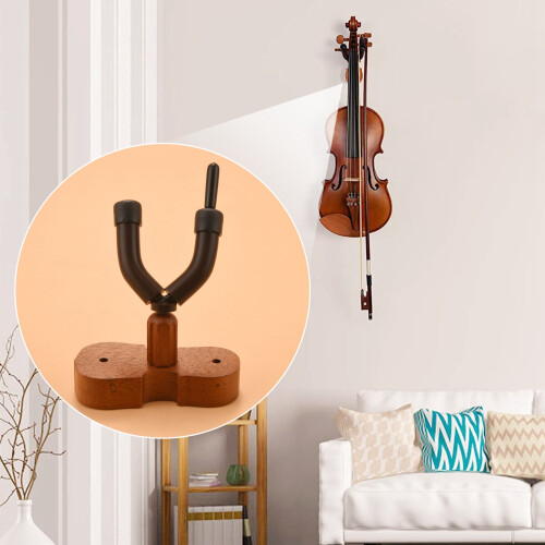 Wall Mount Violin Hanger Hook with Bow Holder for Home(Mahogany) 1