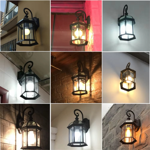 Luminárias de arandela vintage em bronze preto com LED para parede externa 2