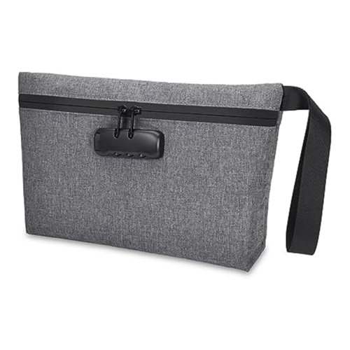Bolsa de banco à prova d'água com zíper e trava para dinheiro, celular A