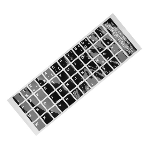 Cobertura adesiva para teclado Azerty francês com letras brancas e capa preta, para notebook/PC 1