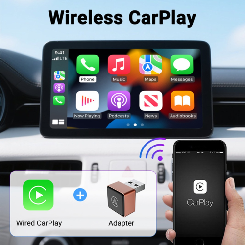 Com fio para Wireless CarPlay Android Auto 5 GHz WiFi5 2
