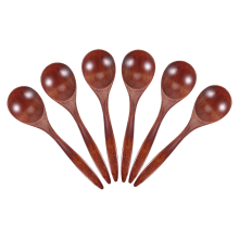 Wooden Spoons for Eating, 6 Pieces Natural Wood Eating Spoon
