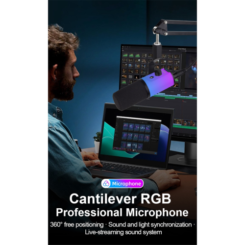 XLR/USB Gaming Microphone Kit with Headphone Jack/RGB/Arm Stand 1