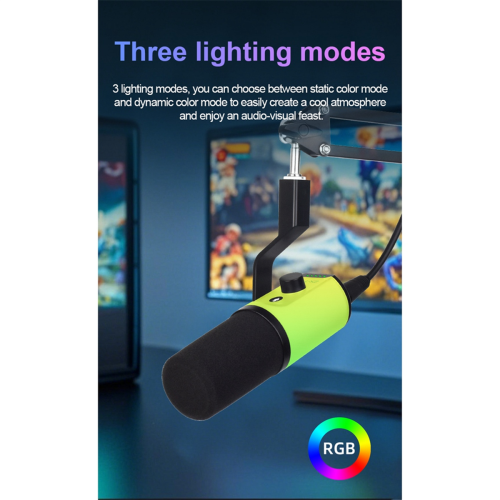 XLR/USB Gaming Microphone Kit with Headphone Jack/RGB/Arm Stand 2