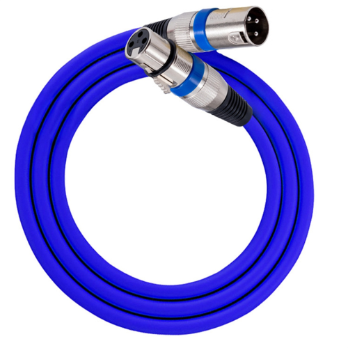 Cabo XLR 3 pinos XLR macho/fêmea painel azul