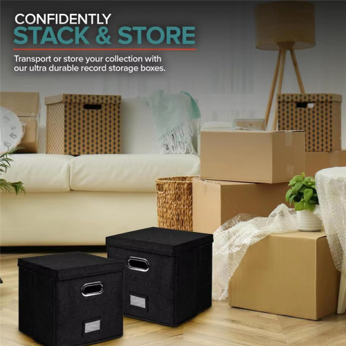 with Lids Handles Practical LP Record Organizer Boxes 1