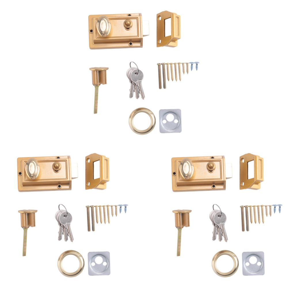 Zinc Cylinder Deadbolt Latch Lock For Night Gate Door Entrance,Gold 4712849783681