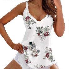 (2XL, C) Women Printed V Neck Camisole Vest Tank Tops Sleeveless Sling