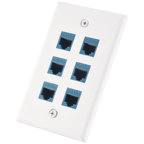 Placa de parede Ethernet Cat 6 com 6 portas, placa de parede Ethernet fêmea 1