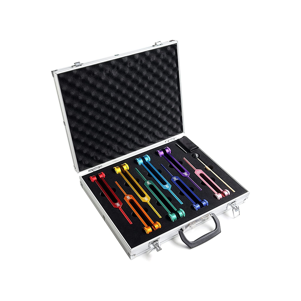 Chakra Tuning Fork Set for Healing, Sound Therapy, with Gavel, Etc