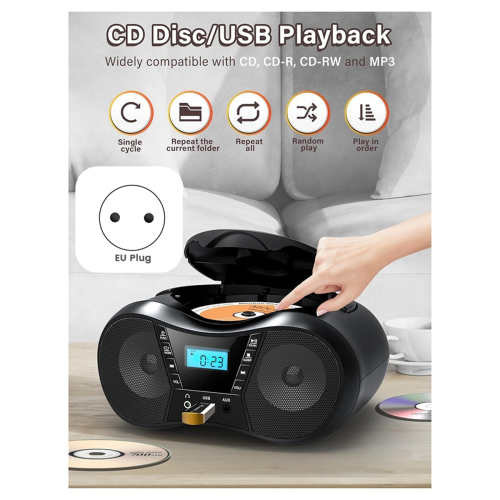 CD Player Bluetooth CD Player AM/FM Radio Stereo Player(EU) 2