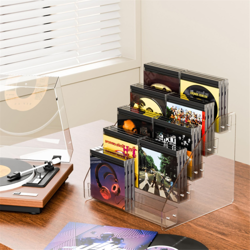 CD Holder 5 Tier, Clear CD Organizers, CD Display Rack Holds Up to 30 2